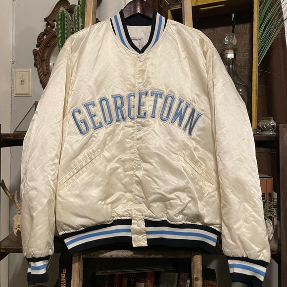 Rare vintage 1970’s white Georgetown satin nylon jacket by Felco. USA Size XL - Picture 1 of 5